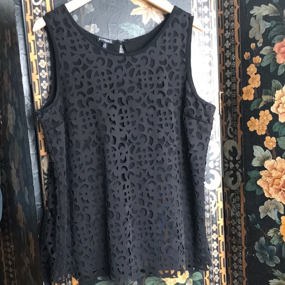 Conrad C black 2 layer cut out stretch tank top 16 - Picture 2 of 8